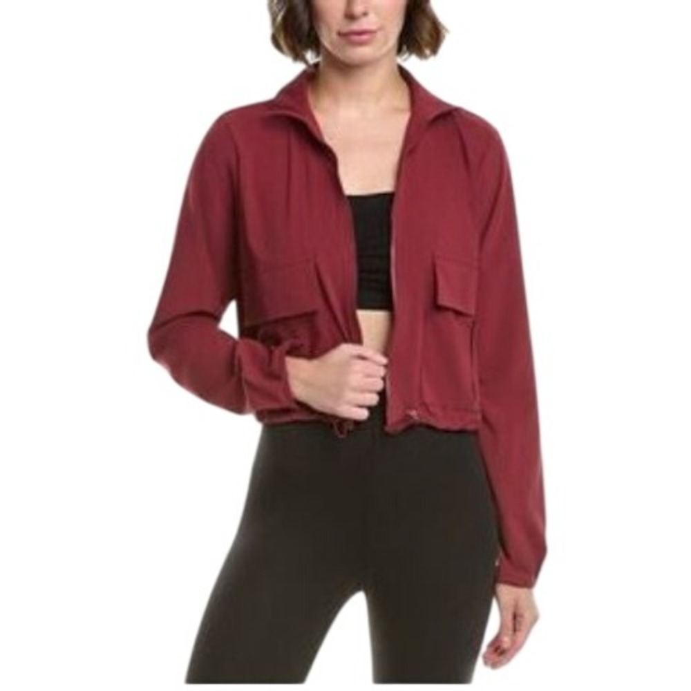 925 FIT Short Coming Jacket in Merlot Full Zip Cropped Windbreaker Large